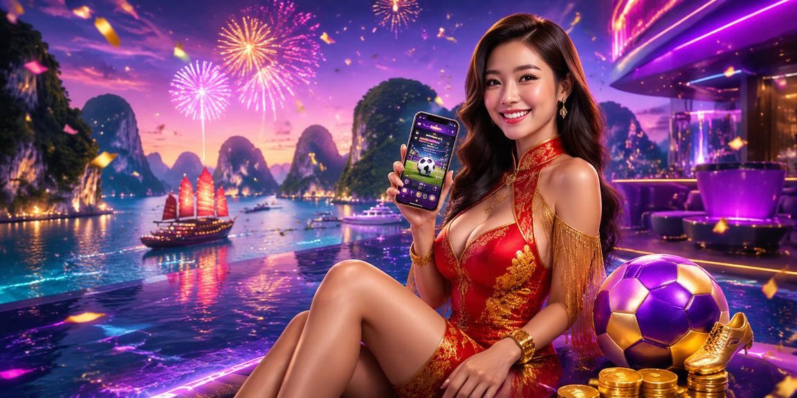 Người chơi xem cá cược bóng đá tại vịnh Hạ Long dưới ánh đèn neon